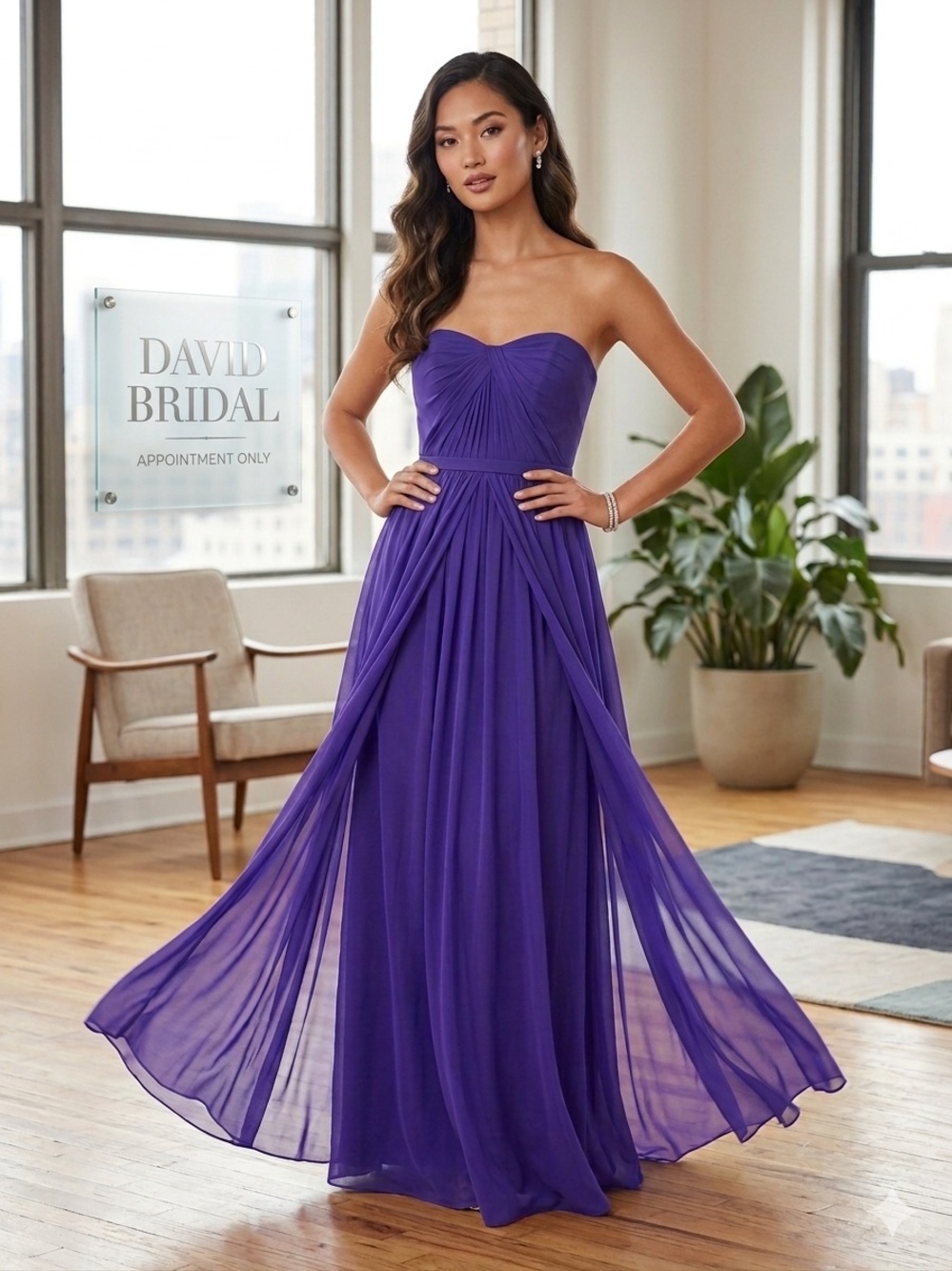 David's Bridal beautiful purple dress